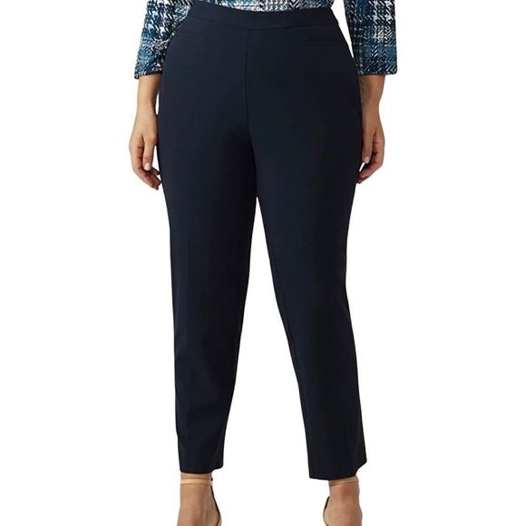 New Roz & Ali Black Classic Fit Ankle Straight Career Dress Pants Navy Blue - Picture 8 of 11